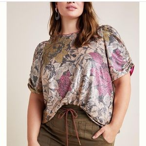 Anthropologie Marie Sequin Floral Top Size 10